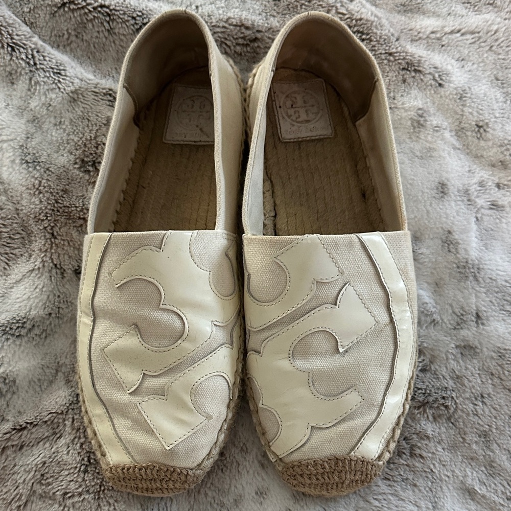 Tory Burch Beige and Cream Espadrilles